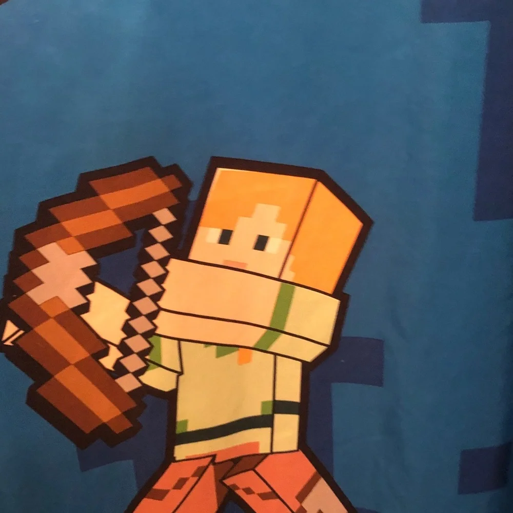 Minecraft Kids Costume Shower Curtain - Blue with TNT & Creeper